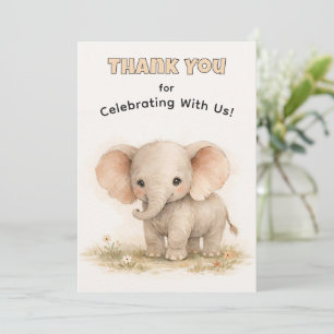 Invitation Joli éléphant de safari aquarelle neutre pour anni