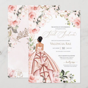 Invitation Joli en rose Blush Gown Rose Sweet 16 Anniversaire