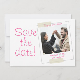 Invitation Joli en rose et blanc style photo Enregistrer la d