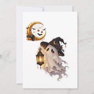 Invitation Joli fantôme d'Halloween – Sorcière de citrouille