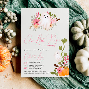 Invitation Joli fantôme floral citrouille petit baby shower d