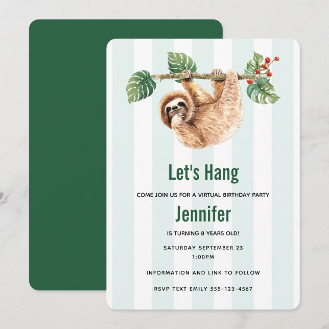 Invitation Joli fentes accroché à l'aquarelle vers le bas Vir (Devant / Derrière)