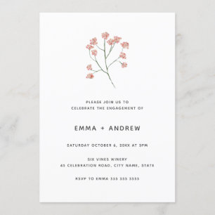 Invitation Joli Fiançailles rose cerisier rose pâle