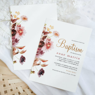 Invitation Joli Fleur sauvage Bouquet Baptême floral de la fi