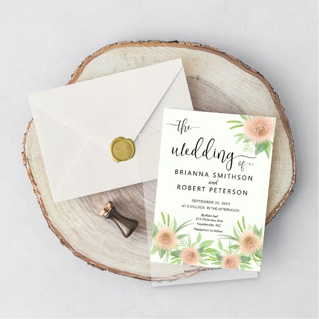 Invitation Joli Floral Aster Flowers Mariage (Créateur téléchargé)