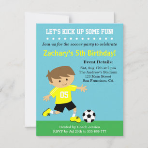 Invitation Joli Garçon de Football, Fête d'Anniversaire sur l