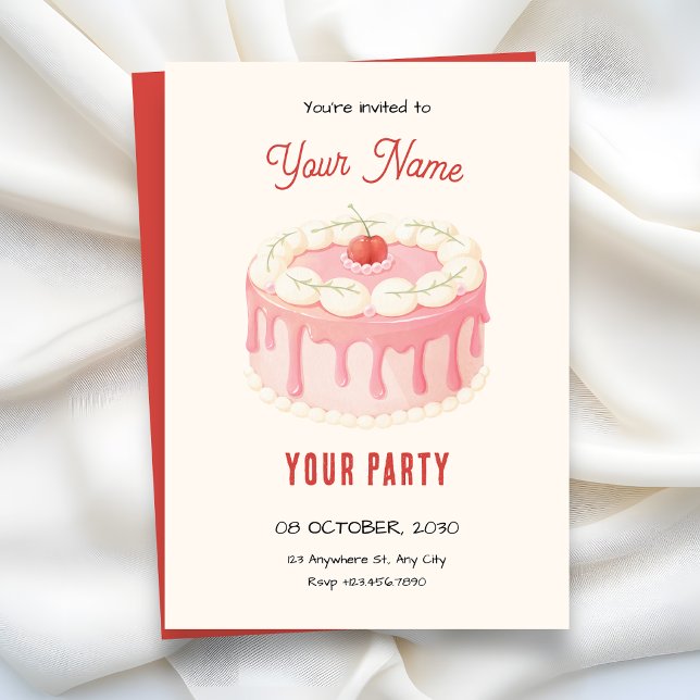 Invitation Joli gâteau cerise (Créateur téléchargé)
