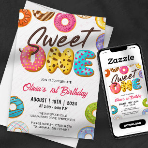 Invitation Joli Gâteau D'anniversaire Mignon 1er Anniversaire