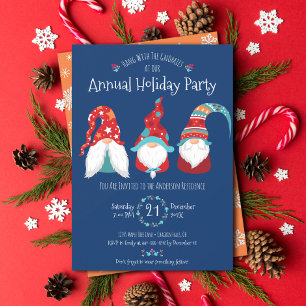 Invitation Joli Gnome Amusant Noël Moderne Fête de Noël Bleu