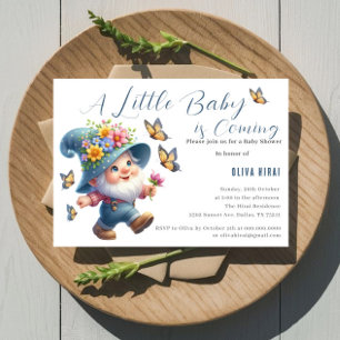 Invitation Joli Gnome Avec Baby shower Papillon