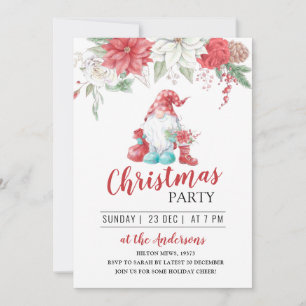 Invitation joli gnome floral wath Noël fête d'hiver In
