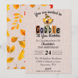 Invitation Joli Gobble Jusqu'À Ce Que Vous Tournez Anniversai