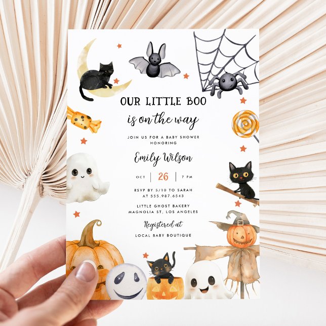 Invitation Joli Halloween Fantômes Petit Baby shower Boo (Créateur téléchargé)