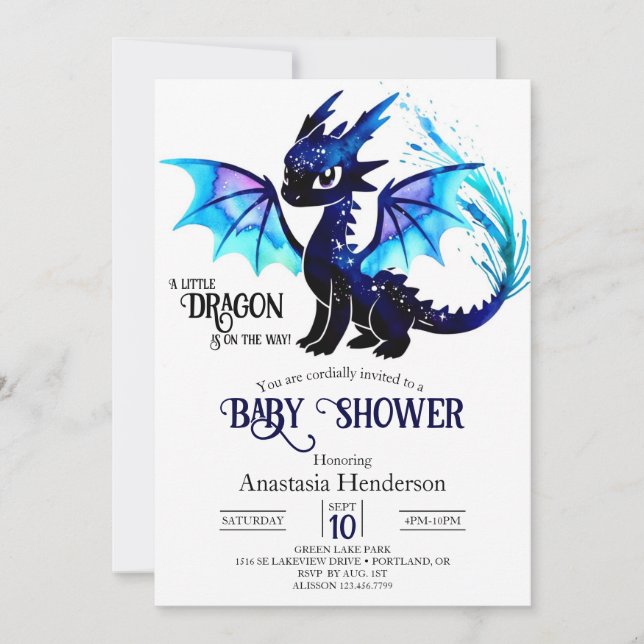 Invitation Joli Imaginaire Dragon Baby shower garçon (Devant)