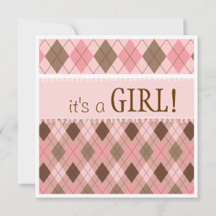 Invitation Joli Jacquard rose C'est un Baby shower féminin