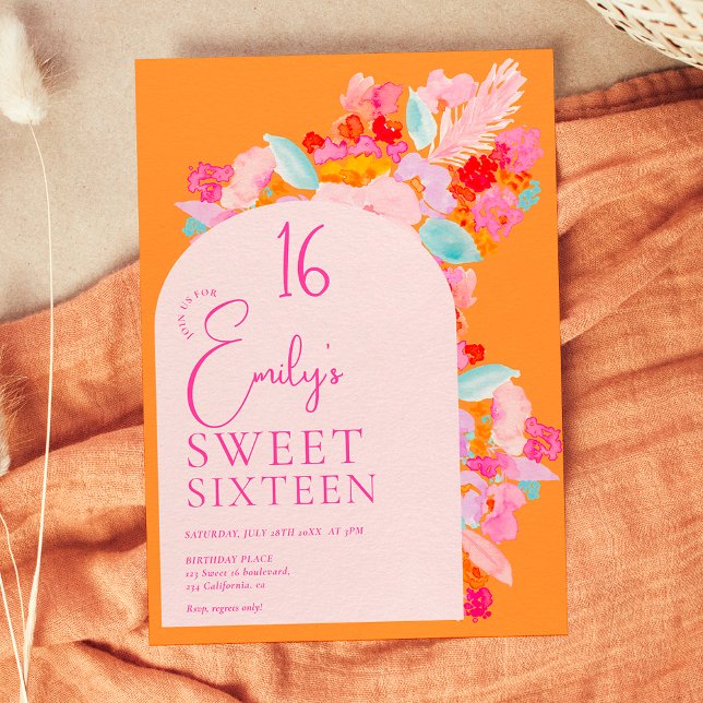 Invitation Joli jardin audacieux rose floral doux 16 (Créateur téléchargé)