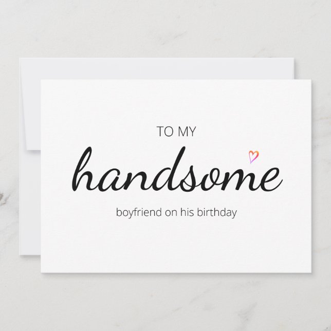 Invitation joli joli coeur de petit ami d'anniversaire heureu (Devant)