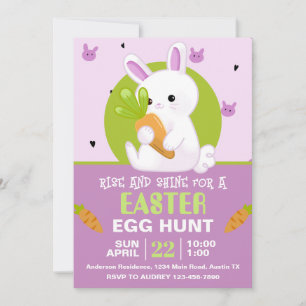 Invitation Joli lapin de Pâques avec anniversaire de fête de 