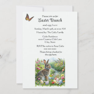 Invitation Joli lapin de Pâques et chasse aux œufs de vacance