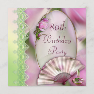 Invitation Joli Magnolia et Fan 80e anniversaire rose