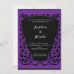 Invitation Joli Mariage Art Déco noir et violet
