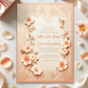 Invitation Joli Mariage de dentelle romantique florissant