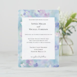 Invitation Joli Mariage de fleurs blanches violettes