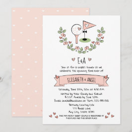 Invitation Joli Mariage de golf rose Couples de douche Invita
