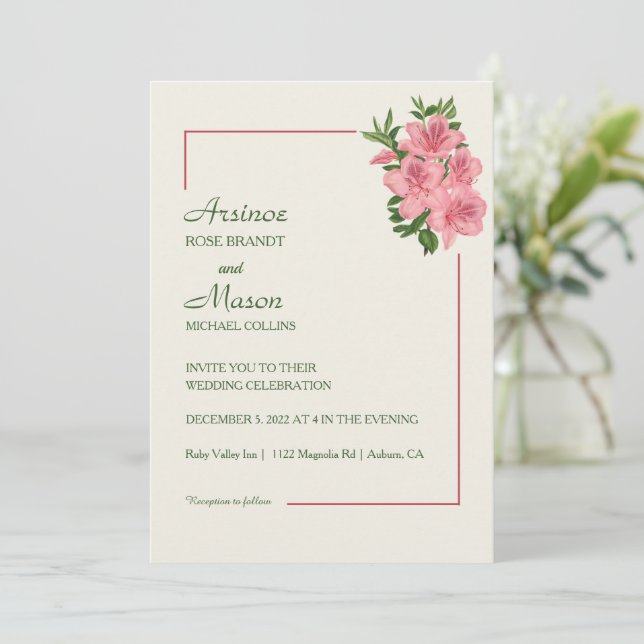 Invitation Joli Mariage d'Hibiscus peint (Debout devant)