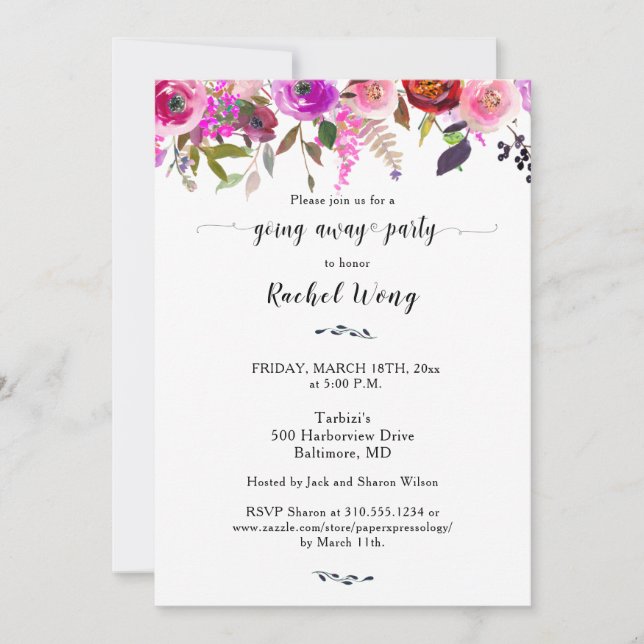Invitation Joli Mélange Floral Déménagement Aller De L'Autre  (Devant)