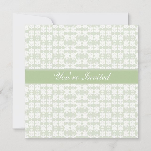 Invitation Joli Motif vert pâle (Devant)