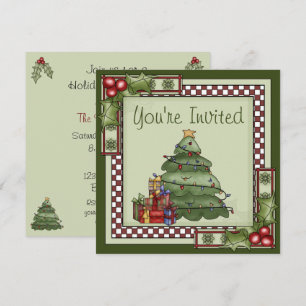 Invitation Joli Noël Arbre et cadeaux Fête de Noël