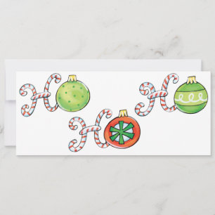 Invitation Joli Noël Ho Ho Ho, Sucres de canne Ornements