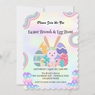 Invitation Joli oeuf de chasse au lapin Dino Joyeux fête de P