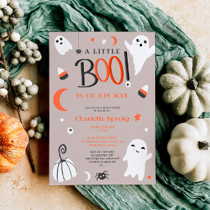 Invitation Joli orange pas éffrayant Halloween baby shower bo