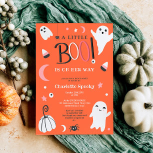 Invitation Joli orange pas éffrayant Halloween baby shower bo