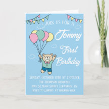 Joli Ours Brown Hot Air Balloon Boy Anniversaire