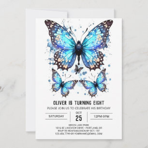 Invitation Joli papillon élégant Boy Anniversaire