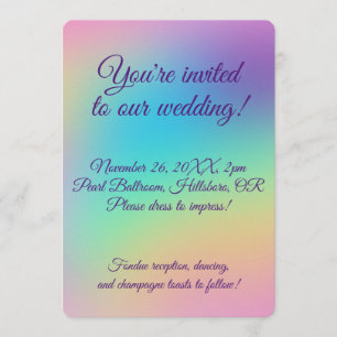 Invitation Joli Pastel Rainbow Mariage dégradé
