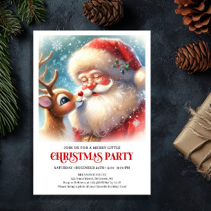 Invitation Joli Père Noël Rudolph Veille de Noël festive 
