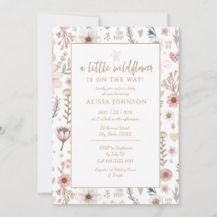 Invitation Joli Petit Baby shower Fleur sauvage