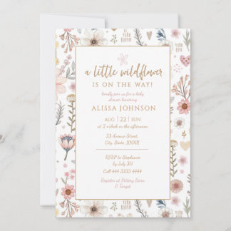 Invitation Joli Petit Baby shower Fleur sauvage