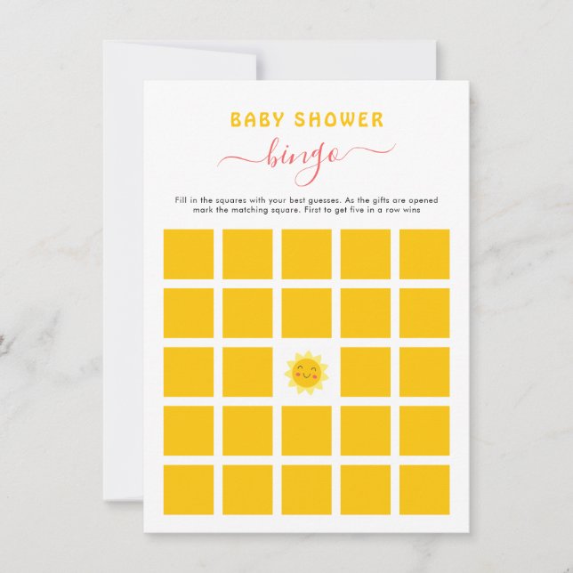 Invitation Joli petit jeu de bingo pour Baby Shower sur le th (Devant)