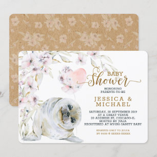 Invitation Joli phoque d'aquarelle Baby shower neutre genre