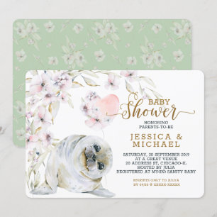 Invitation Joli phoque d'aquarelle Baby shower neutre genre