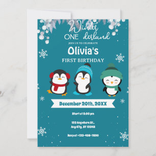 Invitation Joli Pingouin Flocon De Neige Hiver Onederland Ann
