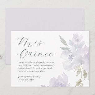 Invitation Joli Plum Floral 15 Anniversaire Quinceañera