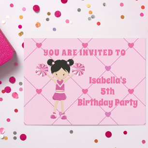 Invitation Joli Pom-pom girl asiatique personnalisé fête d'an
