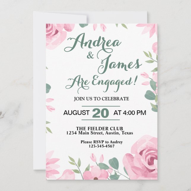 Invitation Joli Pretty Rose et Seafoam green (Devant)