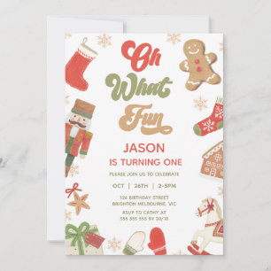 Invitation Joli Red Green Garçons Oh Quel Amusant Anniversair